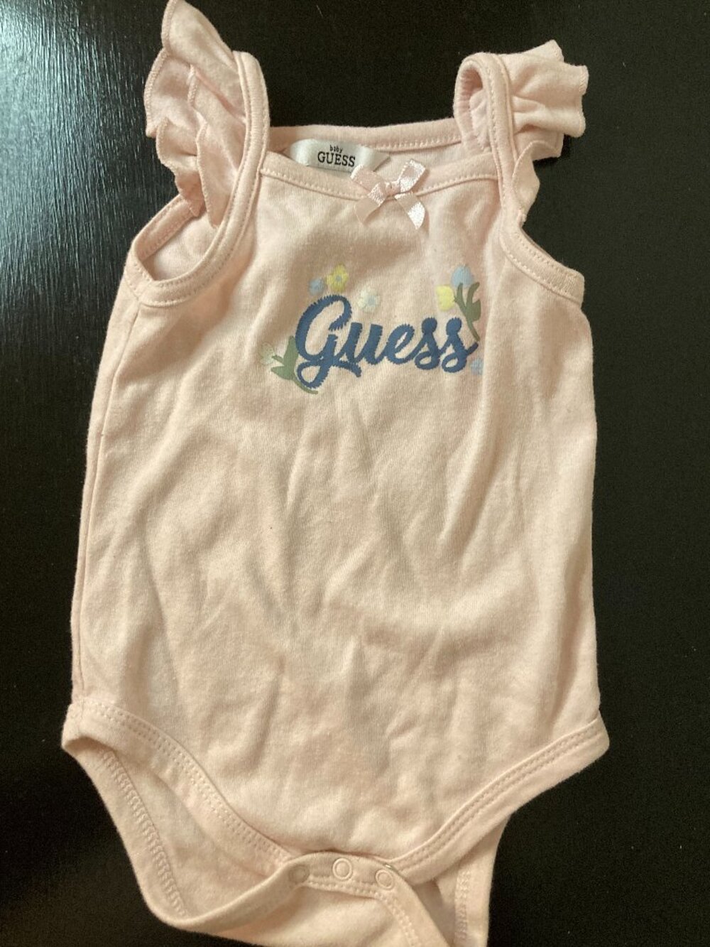 Baby Guess Infant Light Pink Sleeveless Bodysuit Ruffle Shoulder - Size 6-9M